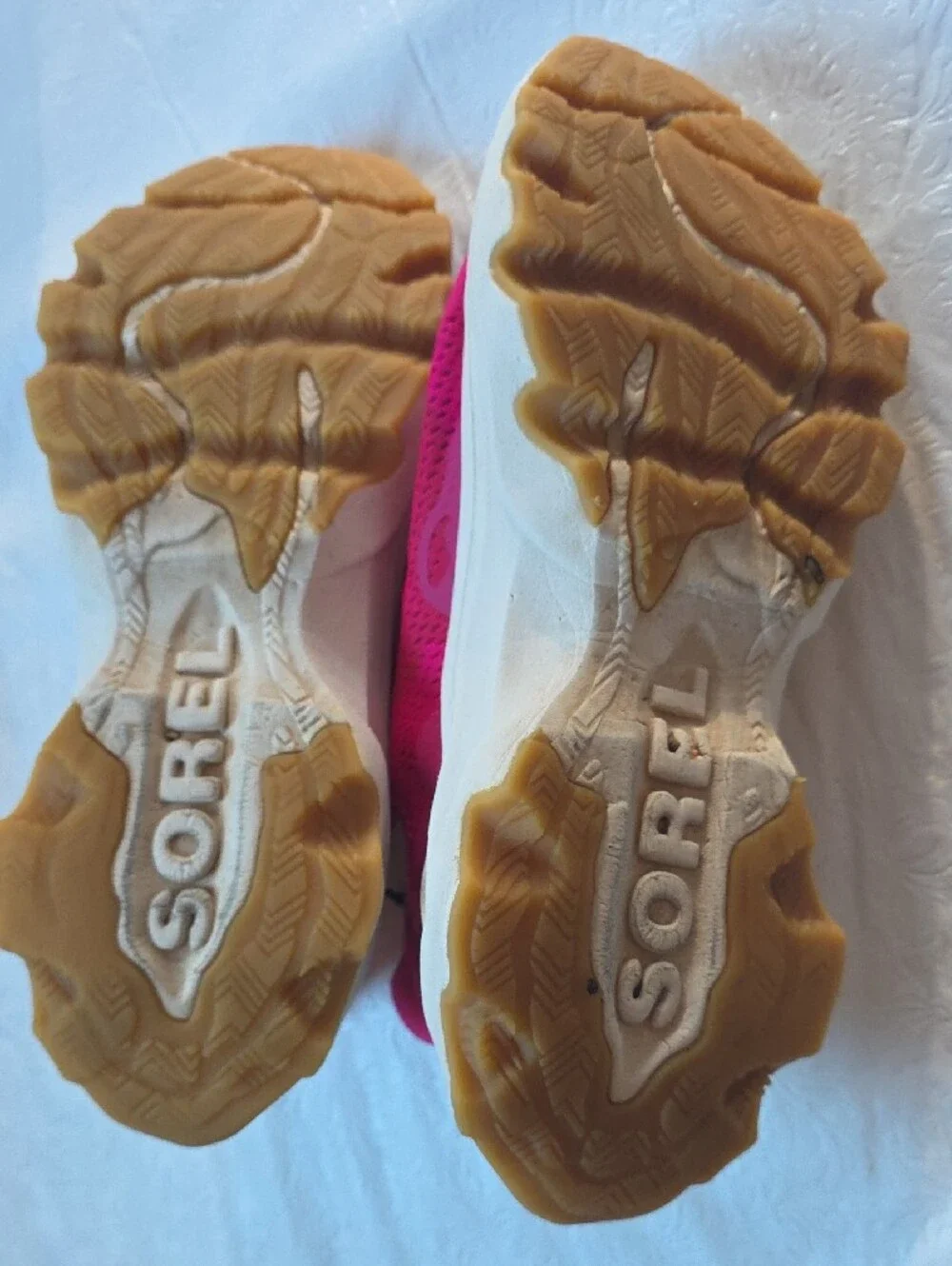 Sorel Women's Fuchsia Pink Athletic Sneakers with Yellow Pull Tabs